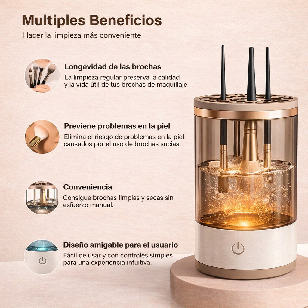 Limpiador de Brochas de Maquillaje Eléctrico USB – Lava y Seca en Minutos